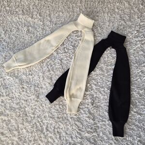 Elegant Women's Ribbed Crop Tops - Black and Cream